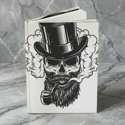 Bearded Skull Top Hat Smoke Clouds
