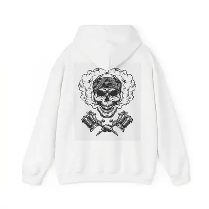 Skull Bandana Crossed Tattoo Machines Smoke