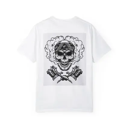 Skull Bandana Crossed Tattoo Machines Smoke