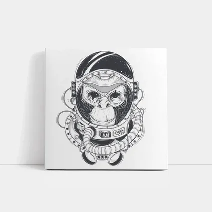 Chimp Astronaut Space Suit Black White