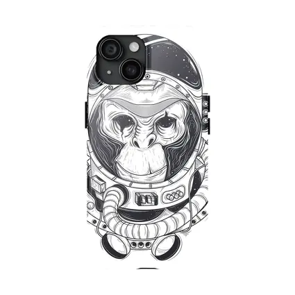 Chimp Astronaut Space Suit Black White