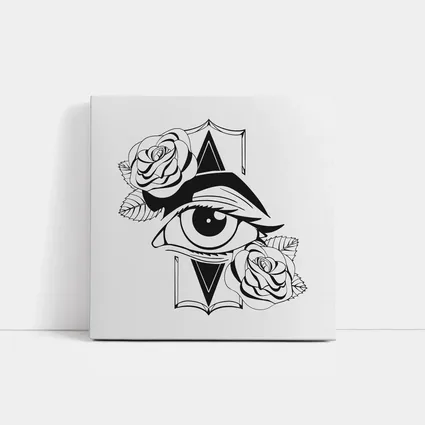 All Seeing Eye Roses Black White Tattoo