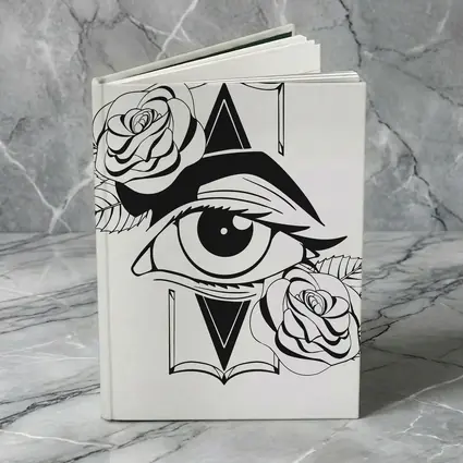 All Seeing Eye Roses Black White Tattoo