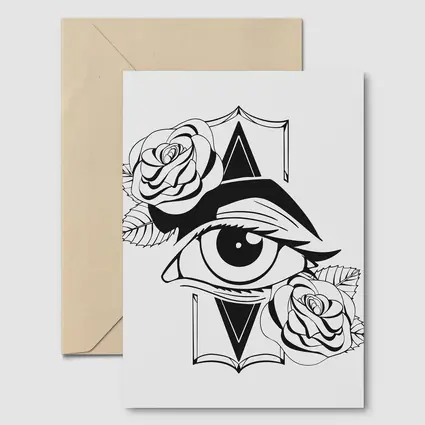 All Seeing Eye Roses Black White Tattoo