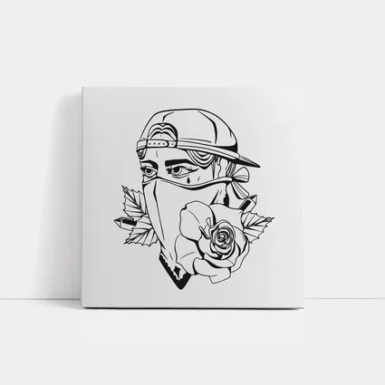 Masked Figure Snapback Rose Tattoo Art