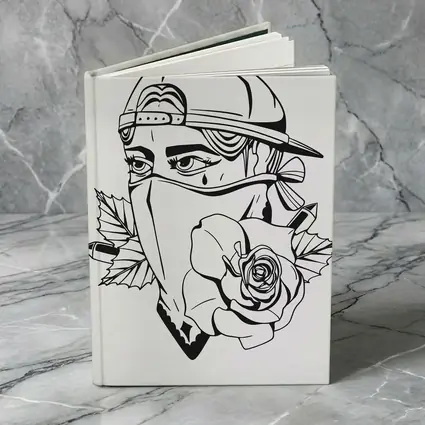 Masked Figure Snapback Rose Tattoo Art