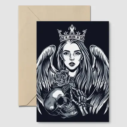 Angel Queen Skull Rose Dark Gothic Art