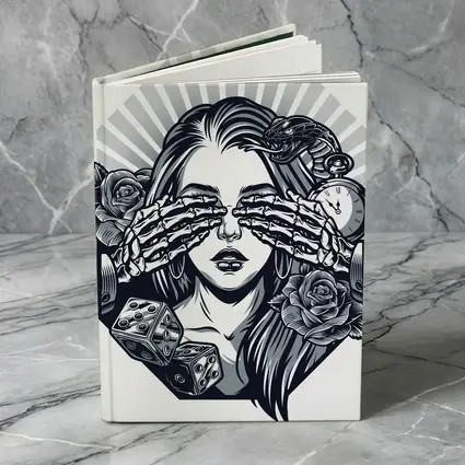 Skeleton Hands Woman Roses Dice Tattoo Art