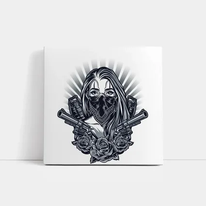 Gangster Girl Bandana Crossed Guns Roses
