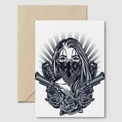 Gangster Girl Bandana Crossed Guns Roses