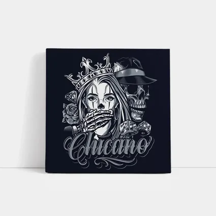 Chicano Skull Crown Queen Tattoo Art