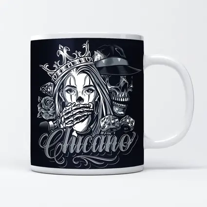 Chicano Skull Crown Queen Tattoo Art