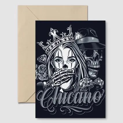 Chicano Skull Crown Queen Tattoo Art