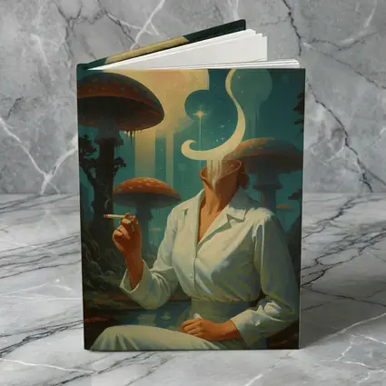 Surreal Woman Smoking Giant Mushroom Forest