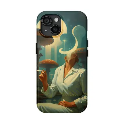 Surreal Woman Smoking Giant Mushroom Forest
