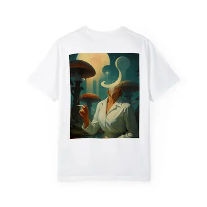 Surreal Woman Smoking Giant Mushroom Forest