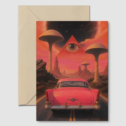Retro Classic Car Surreal Desert Eye