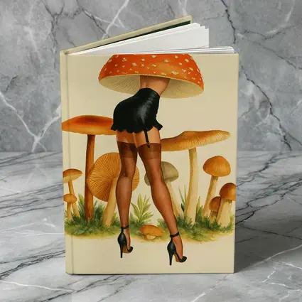 Mushroom Head Pin Up Woman Retro Art