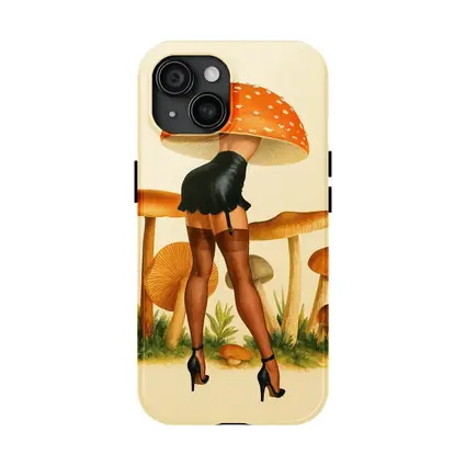 Mushroom Head Pin Up Woman Retro Art