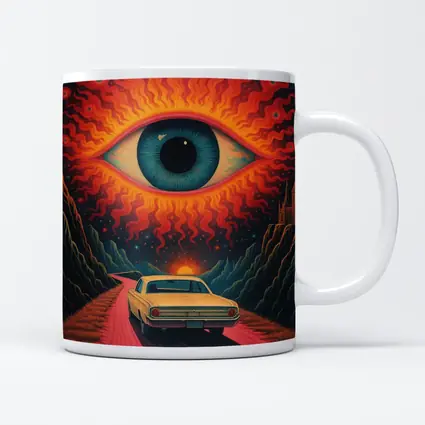 Psychedelic Eye Classic Car Desert Road