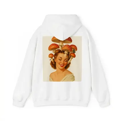 Retro Pin Up Woman Mushroom Hat Art
