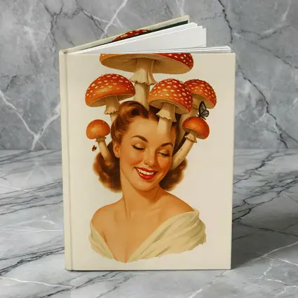 Retro Pin Up Woman Mushroom Hat Art