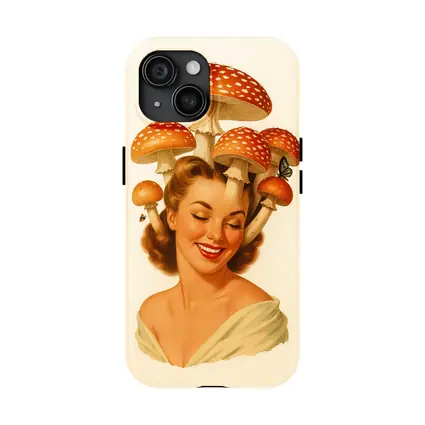 Retro Pin Up Woman Mushroom Hat Art