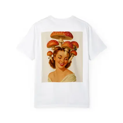 Retro Pin Up Woman Mushroom Hat Art