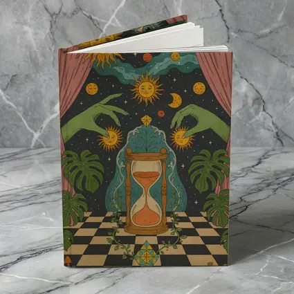 Mystical Hourglass Sun Moon Cosmic Art