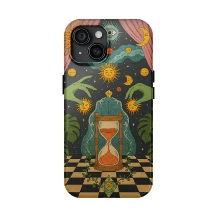 Mystical Hourglass Sun Moon Cosmic Art