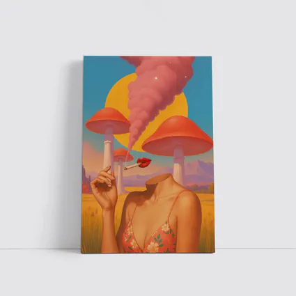 Surreal Woman Mushroom Desert Landscape Art