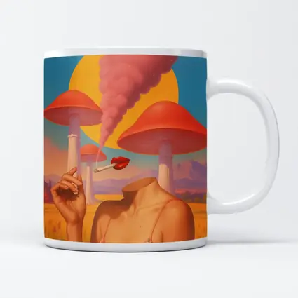 Surreal Woman Mushroom Desert Landscape Art