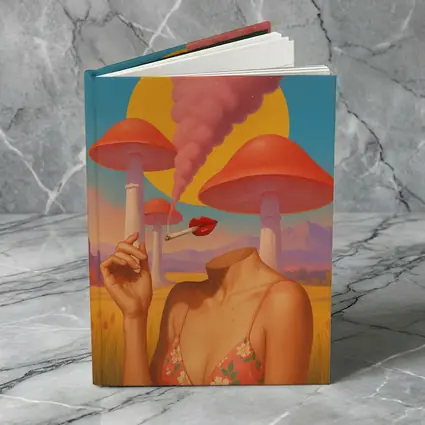 Surreal Woman Mushroom Desert Landscape Art