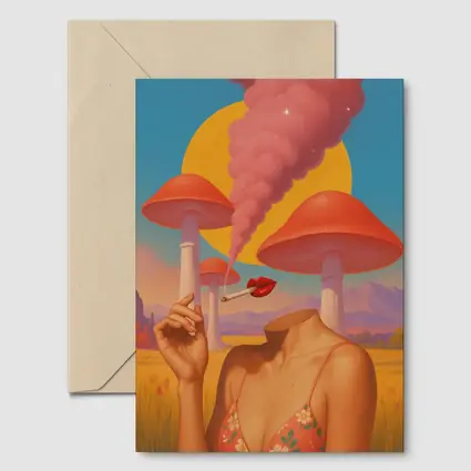 Surreal Woman Mushroom Desert Landscape Art