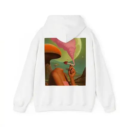 Surreal Woman Smoking Giant Mushroom Planet