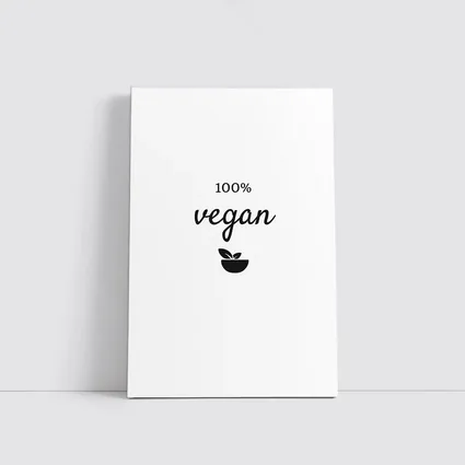 100 Percent Vegan Script Text White Background