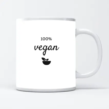 100 Percent Vegan Script Text White Background