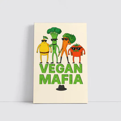 Vegan Mafia Funny Vegetable Characters Cartoon Art