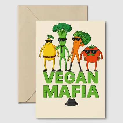 Vegan Mafia Funny Vegetable Characters Cartoon Art