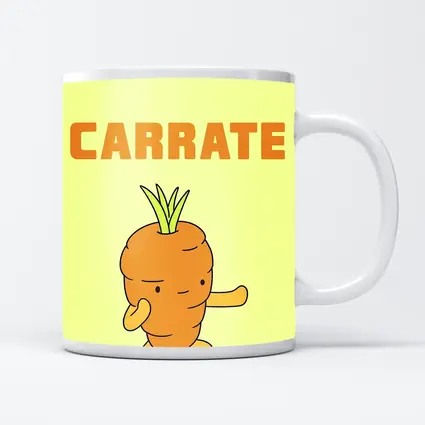 Funny Carrot Karate Cartoon Yellow Background