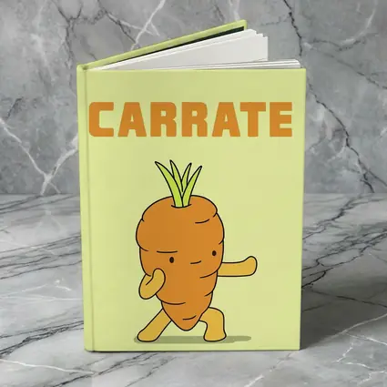 Funny Carrot Karate Cartoon Yellow Background