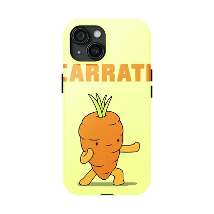 Funny Carrot Karate Cartoon Yellow Background