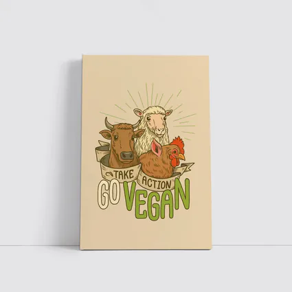 Go Vegan Take Action Farm Animals Illustration