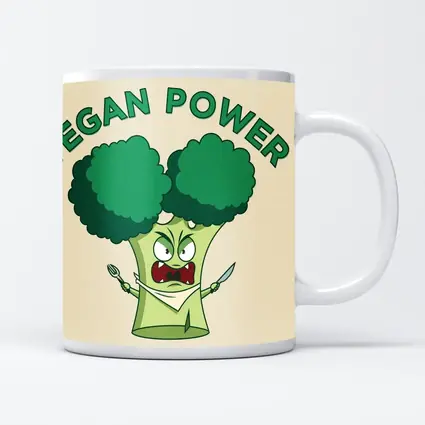 Angry Broccoli Character Vegan Power Art