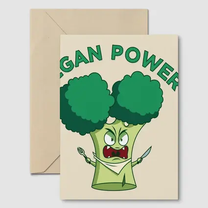 Angry Broccoli Character Vegan Power Art