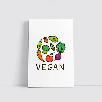 Vegan Vegetables Fruit Circle Illustration White Background