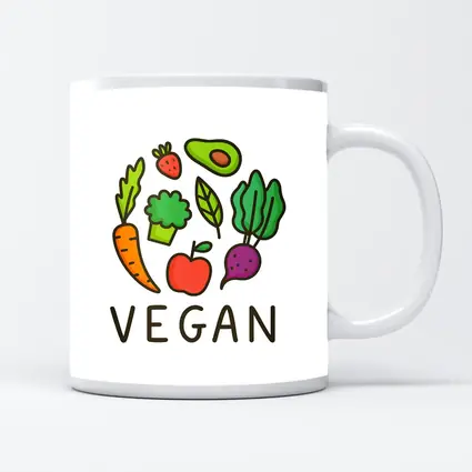 Vegan Vegetables Fruit Circle Illustration White Background