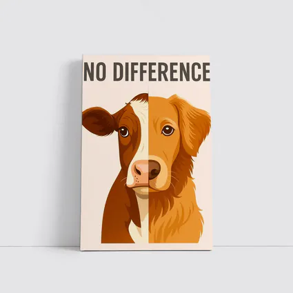 No Difference Cow Dog Split Face Art
