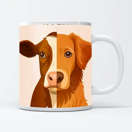 No Difference Cow Dog Split Face Art