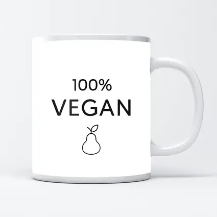 100 Percent Vegan Text Pear Icon White